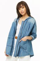 Forever21 Hooded Chambray Utility Jacket