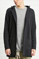 21 Men Men's  Black Open-front Hooded Cardigan