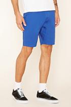 21 Men Men's  Blue Cotton-blend Drawstring Shorts
