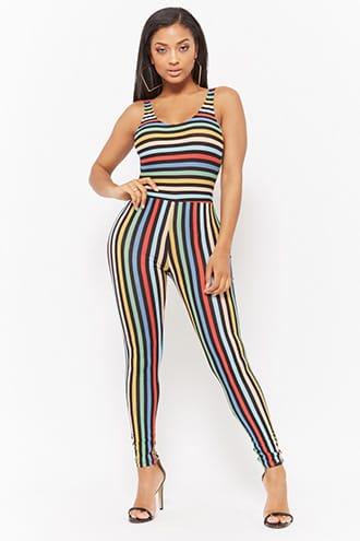 Forever21 Motel Multi-striped Jumpsuit