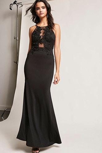 Forever21 Sheer Panel Halter Maxi Dress
