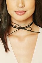Forever21 Faux Suede Bow Layered Choker