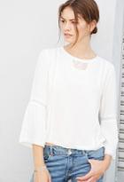 Forever21 Women's  Embroidered Crochet-trim Top (cream)