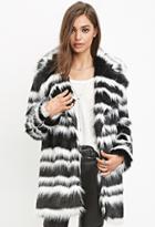 Forever21 Striped Faux Fur Coat
