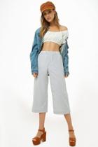 Forever21 Pinstriped Wide-leg Cropped Pants