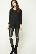 Forever21 Women's  Black Ribbed Knit Trapeze Top