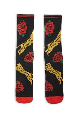 Forever21 Men Steve Madden Rose Print Crew Socks