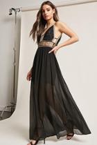 Forever21 Soieblu Embroidered Chiffon Maxi Dress