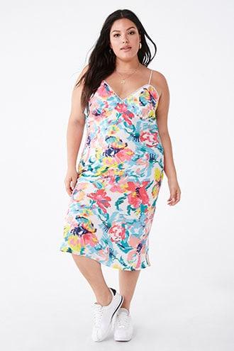 Forever21 Plus Size Abstract Floral Slip Dress