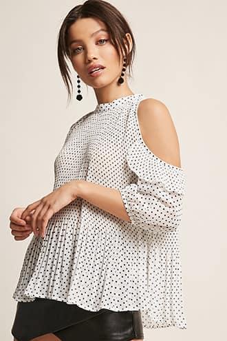 Forever21 Sheer Polka Dot Chiffon Top