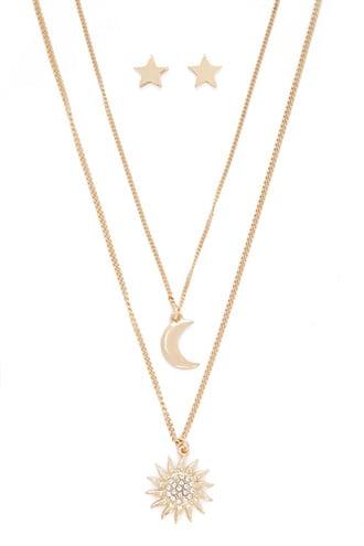 Forever21 Sun & Moon Necklace & Earrings Set