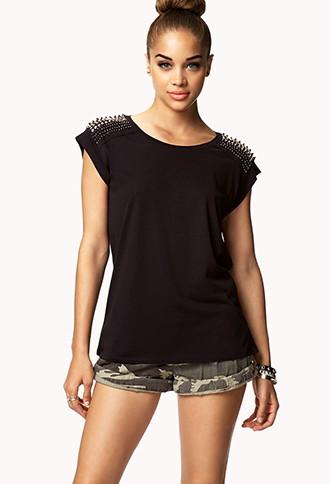 Forever21 Spiked Shoulder Top