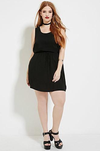Forever21 Plus Women's  Black Plus Size Drawstring Dress