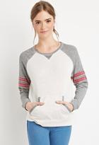 Forever21 Varsity-stripe Heathered Sweatshirt