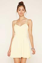 Forever21 Women's  Pale Banana Cutout Fit And Flare Cami Dress