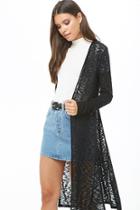 Forever21 Sheer Open-front Longline Cardigan