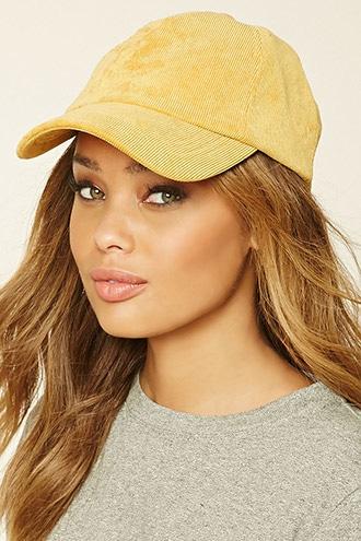 Forever21 Women's  Mustard Corduroy Baseball Cap