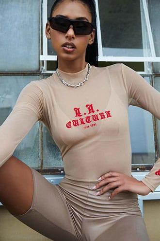 Forever21 Sheer La Couture Graphic Top