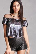 Forever21 Illusion Neck Sequin Top