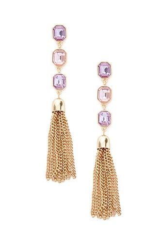 Forever21 Faux Gem Chain-tassel Drop Earrings