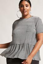 Forever21 Plus Size Striped Pocket Tee