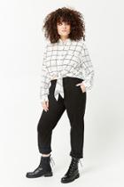 Forever21 Plus Size Grid Print Tie-front Shirt