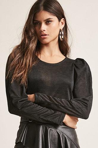 Forever21 Sheer Slub Knit Top