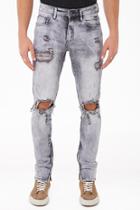 Forever21 Crysp Denim Distressed Ankle-zip Jeans