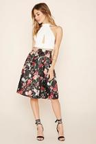 Forever21 Women's  Black & Red Floral A-line Skirt