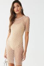 Forever21 Sheer Faux Pearl Embellished Dress