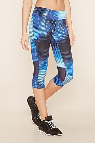 Forever21 Women's  Navy Active Mesh Capri Leggings