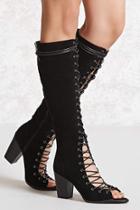 Forever21 Yoki Lace-up Suede Tall Boots