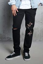 Forever21 Embroidered Slim-fit Jeans