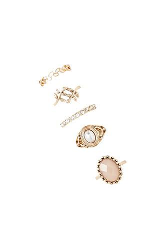 Forever21 Etched Faux Pearl Ring Set