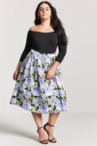 Forever21 Plus Size Floral Satin Pleated Skirt