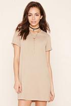 Forever21 Women's  Taupe Cuffed T-shirt Dress
