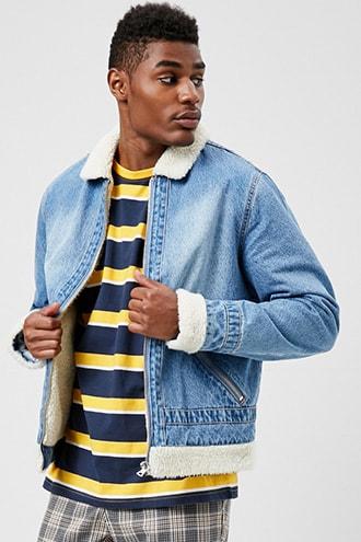 Forever21 Faux Shearling-trim Denim Jacket