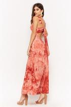 Forever21 Plunging Tie-dye Ruffle-trim Maxi Dress