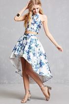 Forever21 Floral Box Pleat High-low Skirt