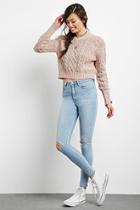 Forever21 Women's  Light Denim Sculpted High-rise Skinny Jeans