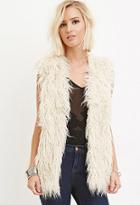Forever21 Women's  Collarless Shaggy Vest (cream)