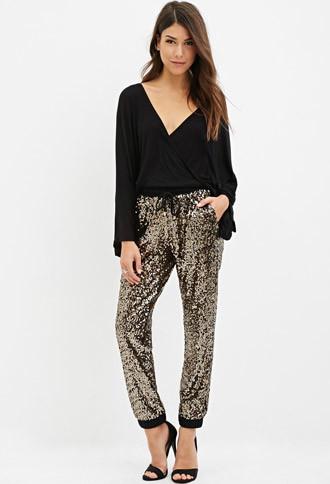 Forever21 Drawstring Sequined Joggers