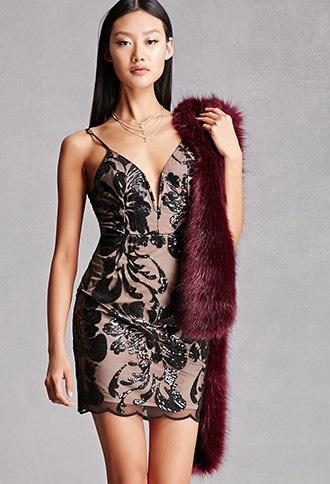 Forever21 Sequined Overlay Cami Dress