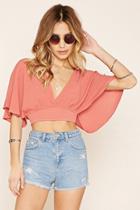 Forever21 Women's  V-neck Split-back Crop Top