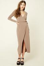 Forever21 Women's  Cocoa Wrap Front Maxi Dress