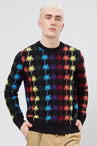 Forever21 Multicolor Palm Tree Print Sweater