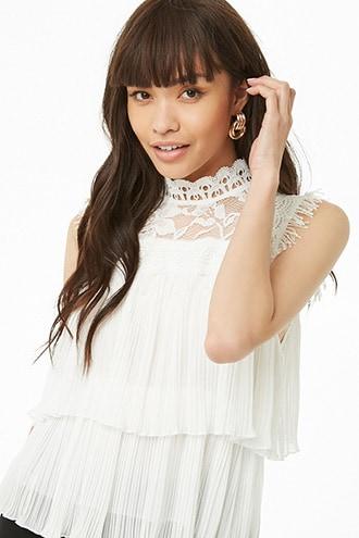 Forever21 Pleated Mock Neck Top