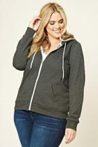Forever21 Plus Women's  Charcoal Plus Size Zip-up Hoodie