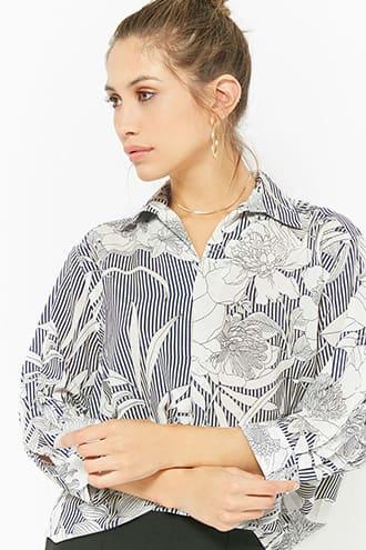 Forever21 Striped Floral Shirt