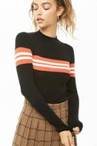 Forever21 Striped-trim Mock Neck Sweater